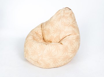 Кресло-мешок Груша среднее, жаккард, бежевые листья в Армавире