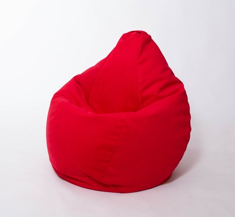 Кресло-мешок Груша большое, велюр однотон, красное в Новороссийске - изображение