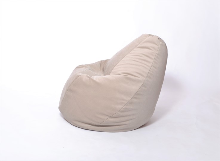 Кресло-мешок Груша среднее, велюр однотон, бежевое в Краснодаре - изображение 2