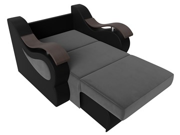 Кресло-кровать Меркурий (60), Серый\Черный (Велюр\Экокожа) в Краснодаре - предосмотр 1