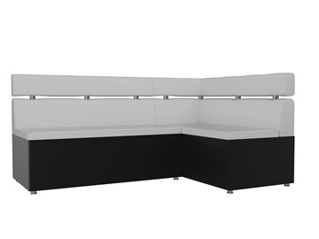 Раскладной кухонный диван Классик угловой, Белый/Черный (экокожа) в Сочи