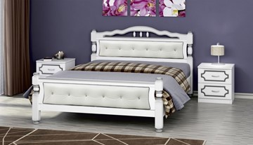 Кровать полуторная Карина-11 (Белый Жемчуг, светлая обивка) 140х200 в Армавире