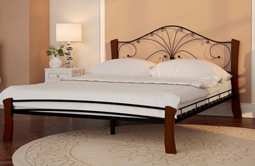 Полутороспальная кровать Фортуна 4 Лайт, 1200, черный/махагон в Сочи