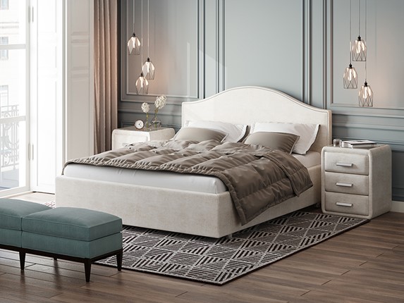 Двуспальная кровать Classic 160х200, Велюр (Лофти Лён) в Сочи - изображение
