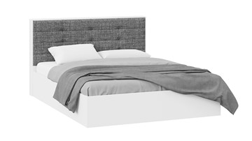 Кровать в спальню с подъемным механизмом Тесса (Белый Жемчуг/Рогожка серая) в Армавире