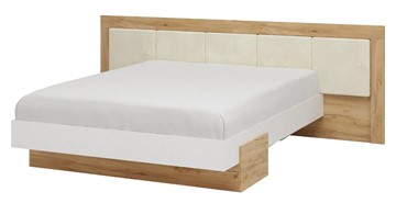 Спальная кровать Тоскана 1600 с декором (Дуб крафт золотой/Белый поры глубокие) с основанием в Новороссийске