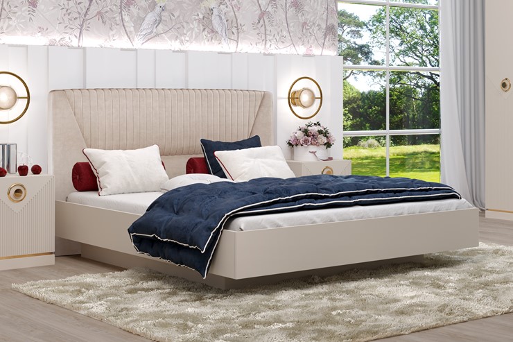 Кровать с механизмом 2-спальная Капри-11 (1600 Сатин, ткань Catania ivory) в Новороссийске - изображение 2