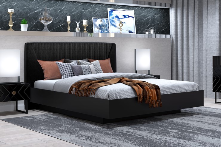 Кровать с механизмом 2х-спальная Марсель-11 (Черный, ткань Fenix black) 1600 в Новороссийске - изображение 2