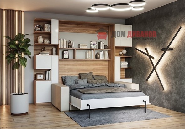 Кровать-шкаф с диваном Дина, 1400х2000 в Краснодаре - изображение