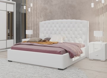 Двуспальная кровать Dario Slim 160x200, Экокожа (Белый) в Краснодаре