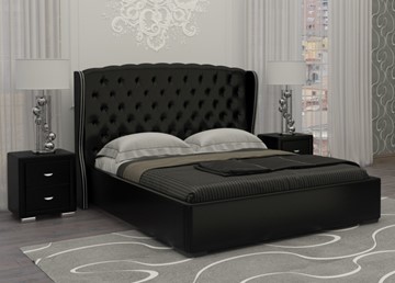 Кровать 2-спальная Dario Grace 140x200, Экокожа (Черный) в Сочи