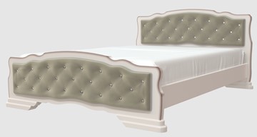 Полутороспальная кровать Карина-10 (Дуб Молочный, светлая обивка) 140х200 в Новороссийске