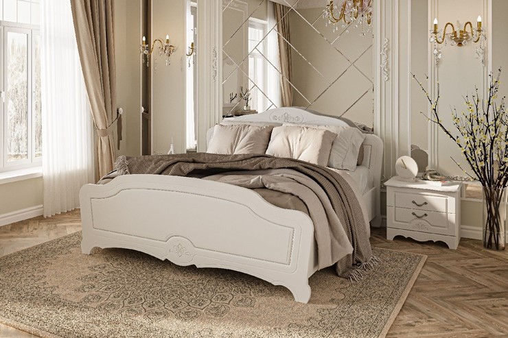 Спальная кровать Лотос (Белый) 160х200 с основанием в Армавире - изображение 2