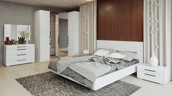 Гарнитур в спальню Наоми №4, цвет Белый глянец в Сочи - изображение