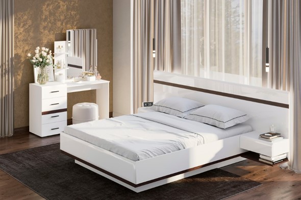 Гарнитур спальный Соло, белый/белый глянец/венге в Краснодаре - изображение