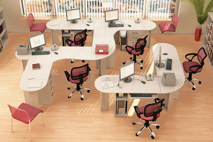 Набор мебели в офис Классик для 5 сотрудников в Новороссийске - изображение