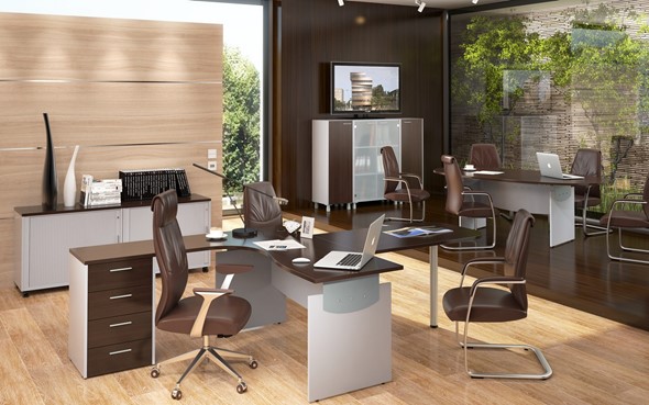 Офисная мебель OFFIX-NEW для двух сотрудников и руководителя в Сочи - изображение