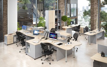 Офисный набор мебели OFFIX-NEW для 4 сотрудников с двумя шкафами в Армавире - предосмотр