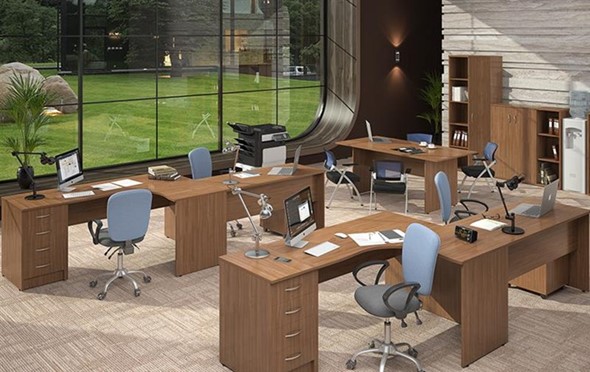 Офисный набор мебели IMAGO три стола, 2 шкафа, стеллаж, тумба в Сочи - изображение