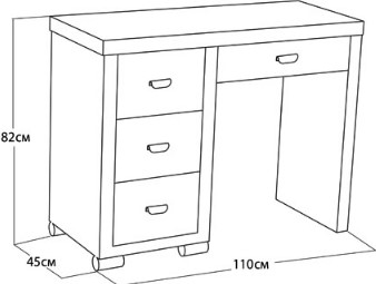 Туалетный столик OrmaSoft 2, 4 ящика, левый, экокожа коричневая/кремовая в Сочи - изображение 1