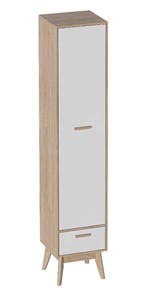 Детский шкаф одностворчатый Калгари, Дуб натуральный светлый/Белый матовый в Сочи