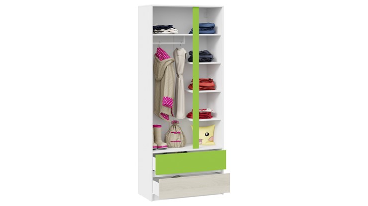 Распашной шкаф детский Сканди СМ-386.07.26-26 (Дуб Гарден, Белая, Зеленый) в Сочи - изображение 1