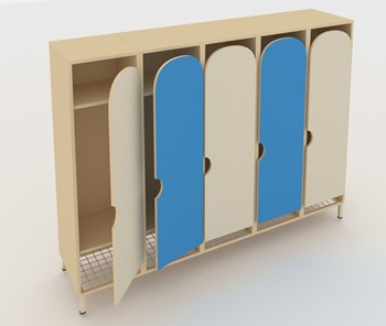 Распашной детский шкаф ШГС5 Беж + Синий в Сочи
