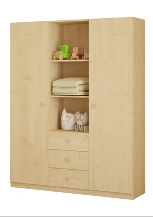 Шкаф с полками трехсекционный POLINI Kids Simple Натуральный в Сочи - изображение