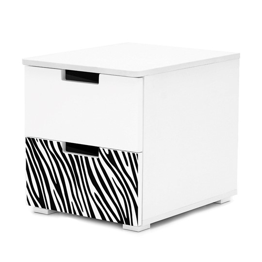 Прикроватная тумба Svogen 2 ящика, белый/зебра черная в Краснодаре - изображение 2