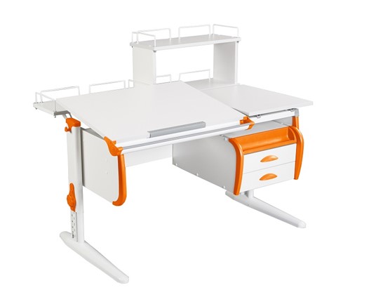 Детский стол-трансформер 1/75-40 (СУТ.25) + Tumba 3 + Polka_z 1/600 + Polka_zz 1/600 белый/белый/Оранжевый в Краснодаре - изображение