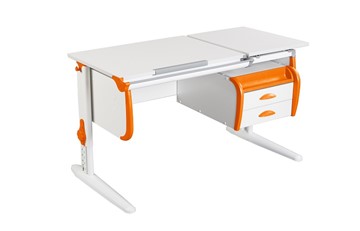 Детский стол-трансформер 1/75-40 (СУТ.25) + Tumba 3  белый/белый/Оранжевый в Армавире