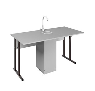 Детский стол 2-местный для кабинета химии Стандарт 7, Пластик Серый/Коричневый в Армавире