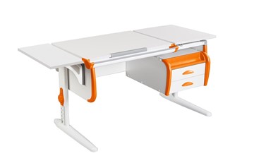 Детский стол-трансформер 1/75-40 (СУТ.25) + Polka_b 1/550 + Tumba 3 белый/белый/Оранжевый в Сочи