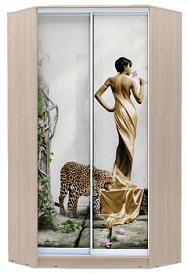 Угловой шкаф 2300х1103, ХИТ У-23-4-77-03, Девушка с леопардом, шимо светлый в Краснодаре - изображение