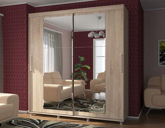 Шкаф Комфорт №12 2.0 с прямоугольными зеркалами в Сочи - изображение