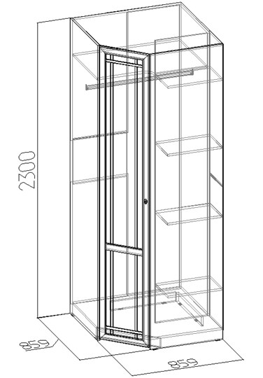 Распашной угловой шкаф Sherlock 63+ фасад стандарт, Дуб Сонома в Краснодаре - изображение 2