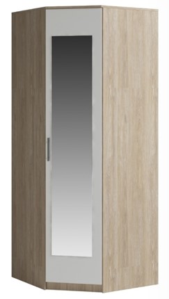 Распашной угловой шкаф Светлана, с зеркалом, белый/дуб сонома в Армавире - изображение