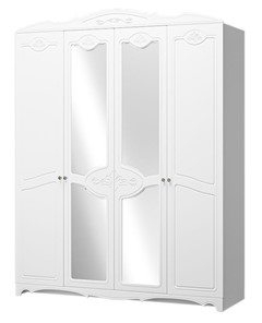 Шкаф четырехдверный в спальню Лотос ШР-4 (Белый) 2 зеркала в Краснодаре