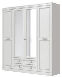 Шкаф четырехдверный Олимп ШР-4 (Белый) 2 зеркала в Армавире
