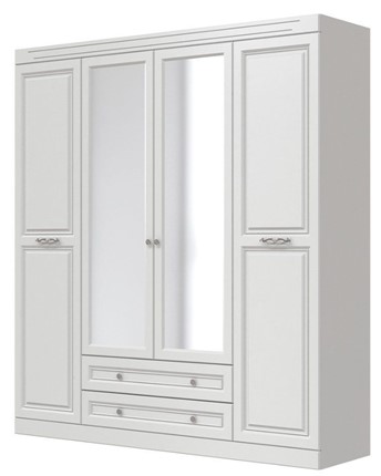 Шкаф четырехдверный Олимп ШР-4 (Белый) 2 зеркала в Армавире - изображение