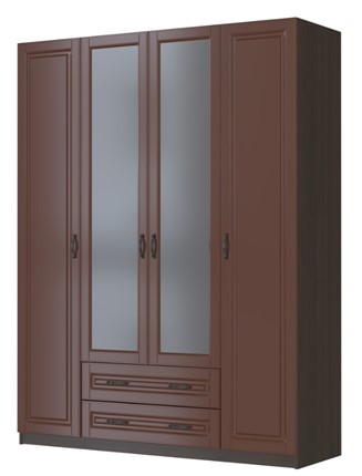 Шкаф четырехстворчатый Кантри, лак орех ШР-4, с 2мя зеркалами в Армавире - изображение
