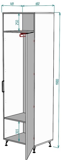 Распашной шкаф Лофт H38, ДВ-Графит в Армавире - изображение 1
