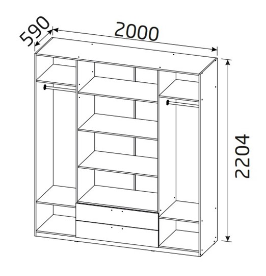 Шкаф четырехдверный 4-х дверный Вега с 2 ящиками в Краснодаре - изображение 1