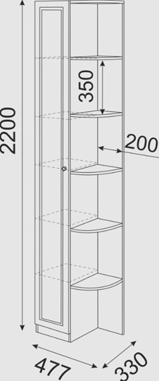 Угловой шкаф-стеллаж Беатрис М13 левый (Орех Гепланкт) в Краснодаре - изображение 3
