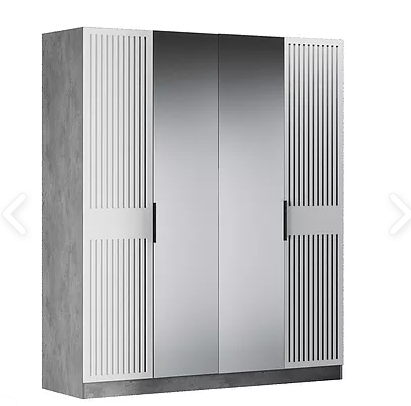 Шкаф 4-створчатый Бержер, 2 двери глухие + 2 шт с зеркалом в Сочи - изображение