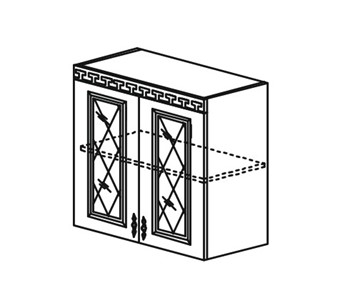Шкаф кухонный Веста настенный двухдверный с полкой со вставкой из стекла 718*800*323мм в Сочи