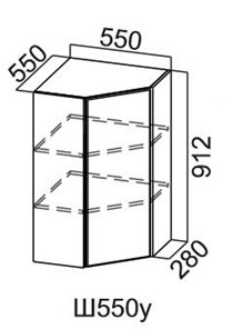 Настенный шкаф угловой, Модус, Ш550у/912, галифакс в Армавире