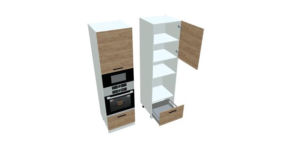 Кухонный шкаф-пенал П7 3, Дуб крафт/Белый в Краснодаре - изображение