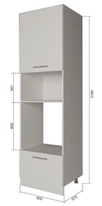 Кухонный шкаф-пенал П7 3, Серый/Белый в Сочи