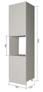 Кухонный шкаф-пенал П9 2, Белое гладкое Ламарти/Антрацит в Сочи